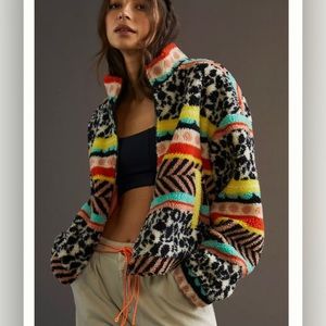 Anthropologie Maeve Lively Abstract Sherpa
Fleece Jacket Size XS